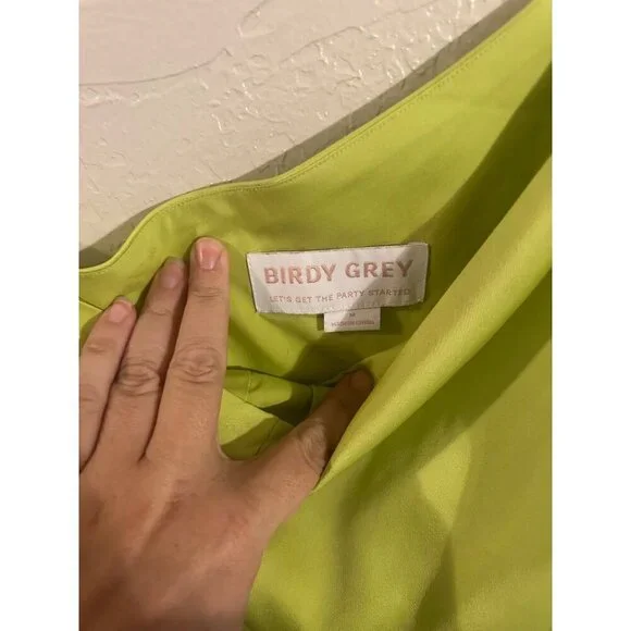 Y Birdy Grey Kira One Shoulder Satin High Slit Bridesmaid Formal Dress - Picture 8 of 10